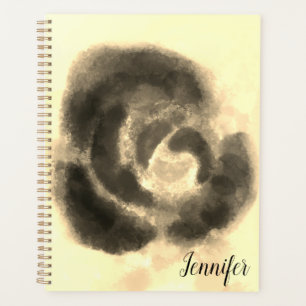 Custom Signature Name Gold Watercolor Floral Planner