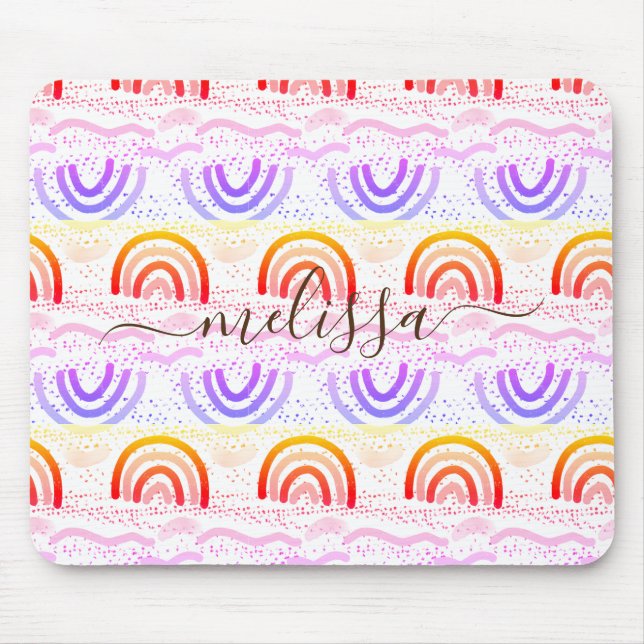 Custom Signature Ombre Rainbow Pattern Mouse Mat (Front)