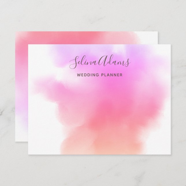 Custom Signature Rainbow Pink Gold Watercolor Card (Front/Back)