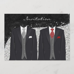 Custom Silver and Grey Gay Wedding Invitation