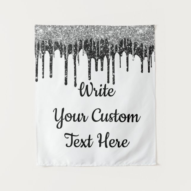 Custom Silver Anniversary Photo Booth Backdrop Tapestry (Front)