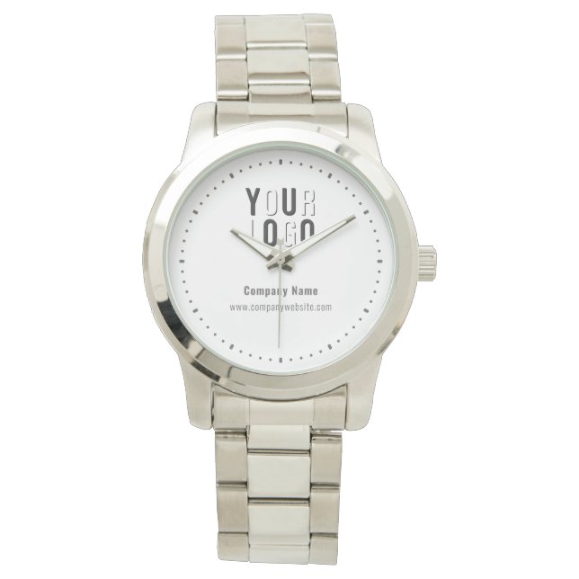 Custom Silver Business Company Logo Promotional Watch (Front)