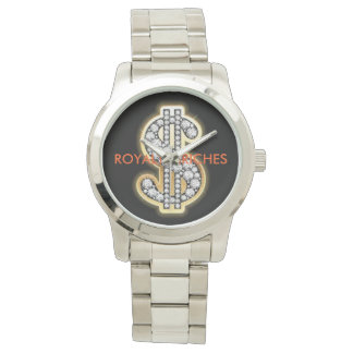 Custom silver dollar sign watch