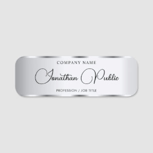 Custom Silver Elegant Calligraphy Script Template Name Tag