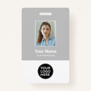 Custom Silver Employee Photo ID Logo Name Badge ID Badge