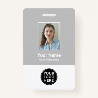 Custom Silver Employee Photo ID Logo Name Badge ID Badge