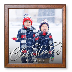Custom Silver Family Photo Script Christmas
