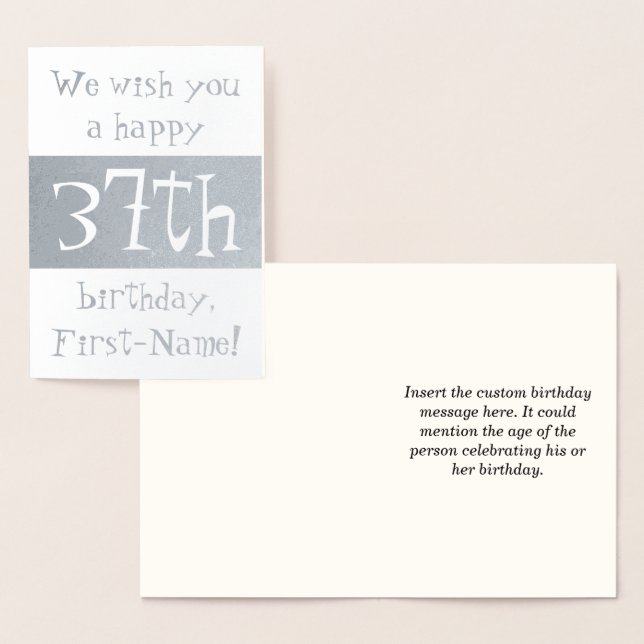 Custom Silver Foil 37th Birthday Greeting Card (Display)