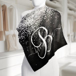 Custom Silver Glitter Black Sparkle Monogram Bandana<br><div class="desc">Easily personalise this trendy elegant bandanna design featuring pretty silver sparkling glitter on a black brushed metallic background.</div>