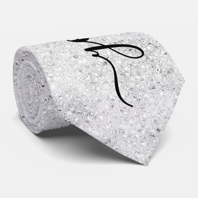 Custom Silver Glitter Sparkles Neck Tie (Rolled)