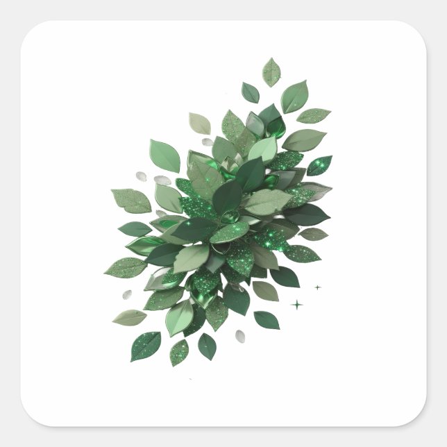 Custom Silver GREEN LEAVES Sticker Design (Front)