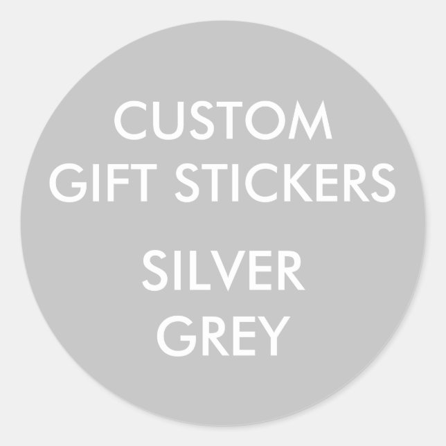 Custom SILVER GREY ROUND Large Gift Stickers (Front)