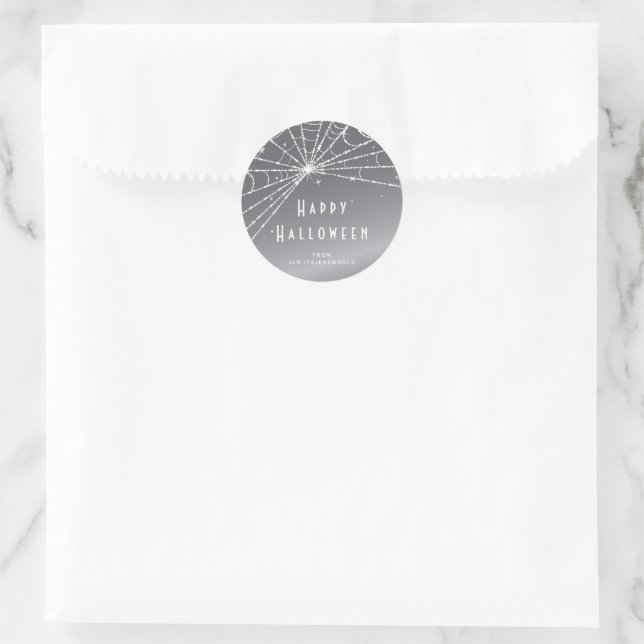 Custom Silver-Grey Spider Web Halloween Stickers (Bag)