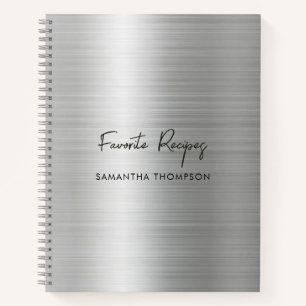 Custom Silver Metallic Favourite Recipe Cookbook Notebook