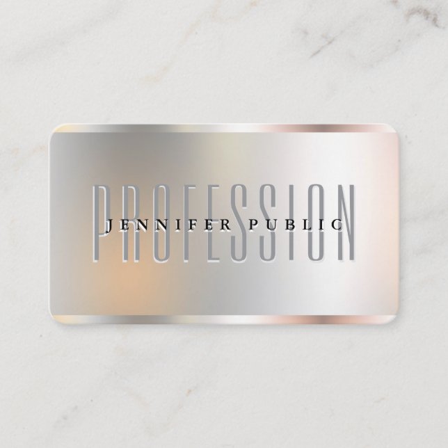 Custom Silver Metallic Look Luxury Premium Silk Business Card (Front)