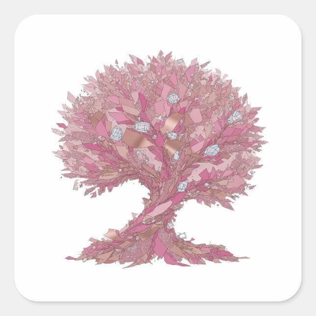 Custom Silver PINK DIAMOND TREE Craft Sticker (Front)