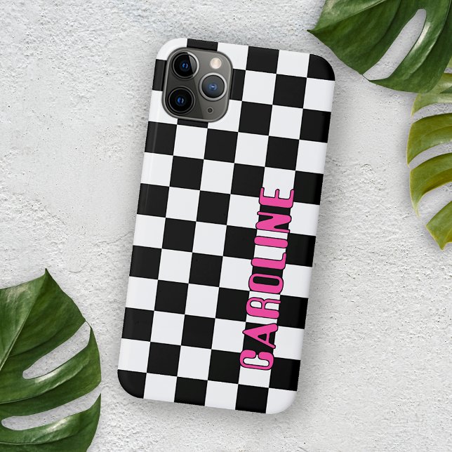Custom Simple Abstract Geometric Check Mosaic Art iPhone Case (Creator Uploaded)