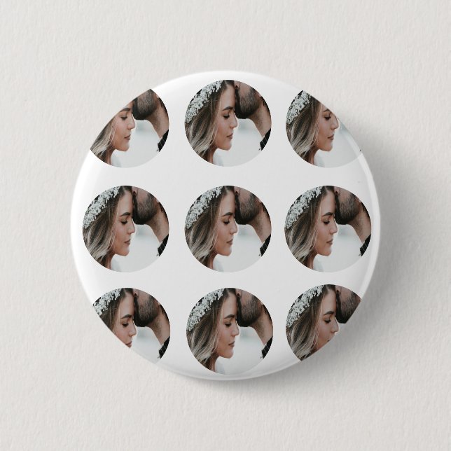 custom simple add circular photo collage add name  6 cm round badge (Front)