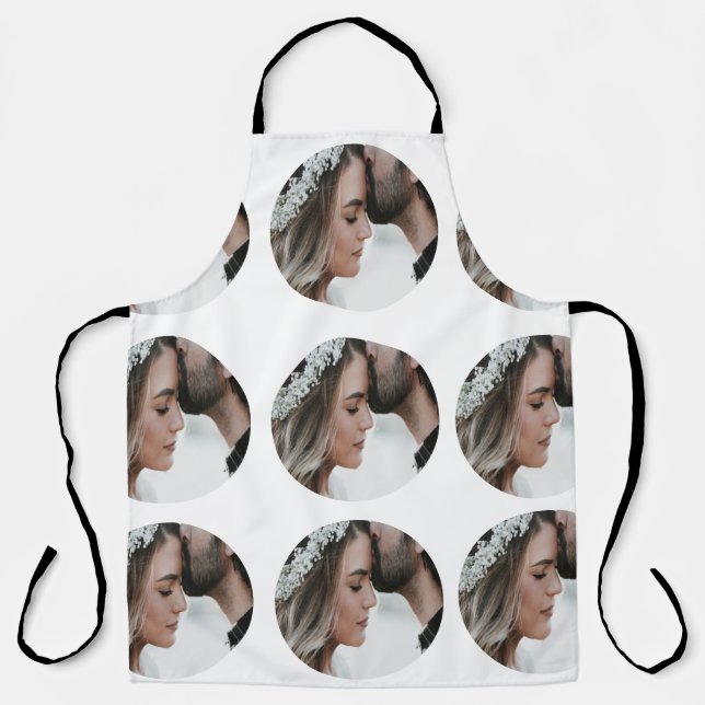 custom simple add circular photo collage add name  apron (Front)