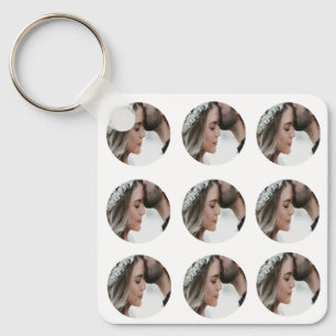 custom simple add circular photo collage add name  key ring