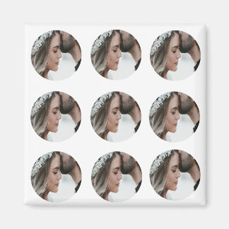 custom simple add circular photo collage add name magnet