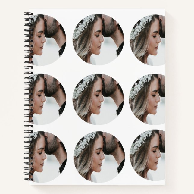 custom simple add circular photo collage add name  notebook (Front)