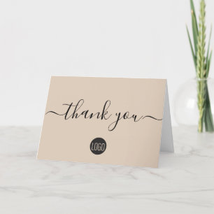 Custom simple beige business logo customer thank you card