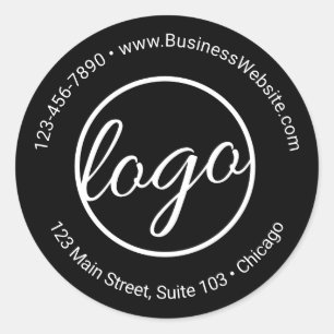 Custom Simple Black Business Logo Classic Round Sticker