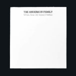 Custom Simple Black Modern Basic Minimalist Family Notepad<br><div class="desc">Custom Simple Black Modern Basic Minimalist Family Notepad</div>