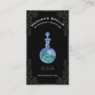 Custom Simple Black Witchcraft Spell Bottle Business Card
