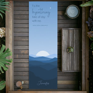 Custom Simple Blue Mountain Moon Breathing Quote  Yoga Mat
