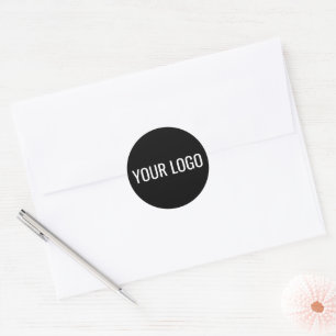 Custom Simple Clean Black Business Your Logo Here Classic Round Sticker