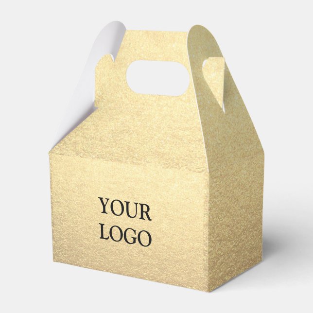 Custom Simple Clean Gold Business gift Logo Here Favour Box (Front Side)