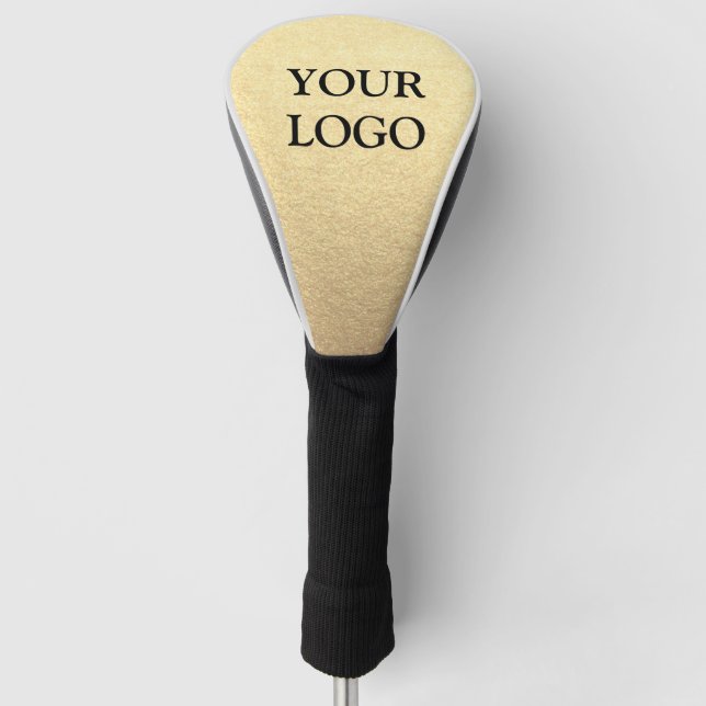Custom Simple Clean Gold Business Your Logo Here Golf Head Cover (Front)