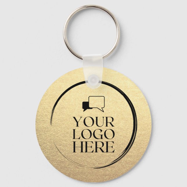 Custom Simple Clean Gold Business Your Logo Here  Key Ring (Front)