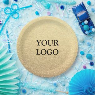 Custom Simple Clean Gold Business Your Logo Here Paper Plate