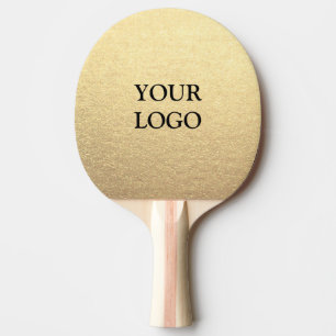 Custom Simple Clean Gold Business Your Logo Here Ping Pong Paddle