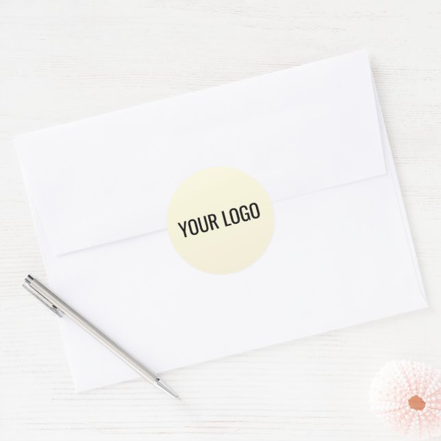 Custom Simple Clean Ivory Business Your Logo Here  Classic Round Sticker (Envelope)