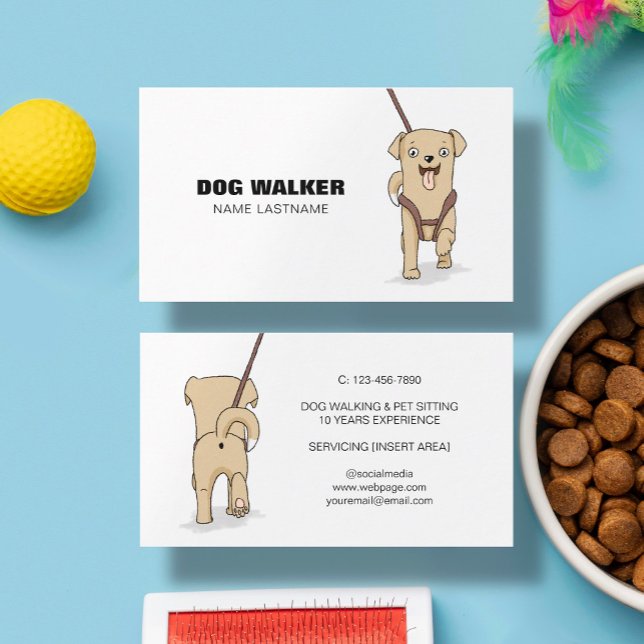 Custom Simple Cute Dog Walking Sitting Service Business Card (Creator Uploaded)
