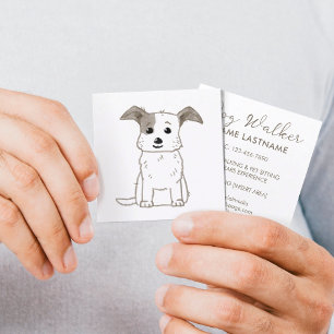 Custom Simple Cute Dog Walking Sitting Service Square Business Card