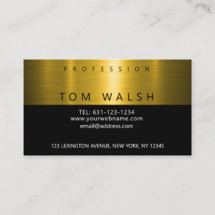 Custom Simple Elegant Gold Black Business Card