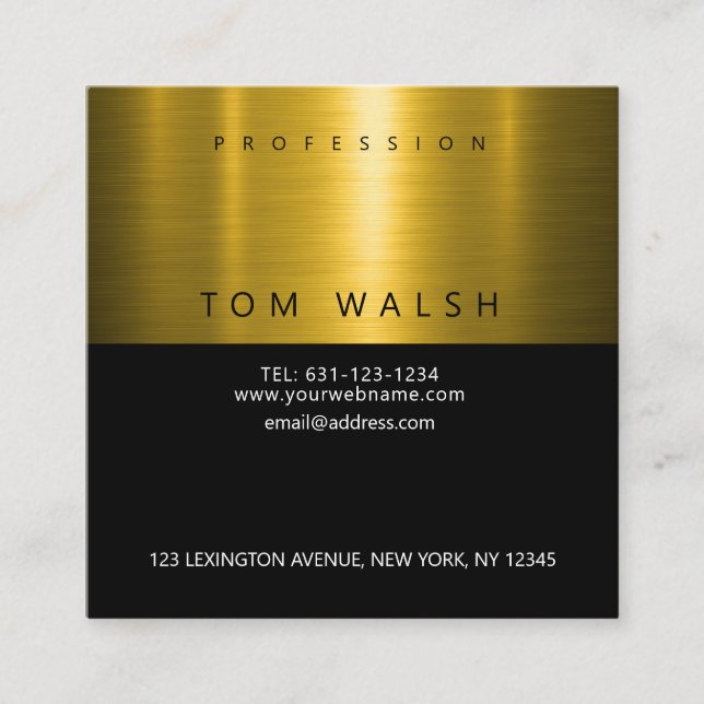 Custom Simple Elegant Gold Black Business Card (Front)