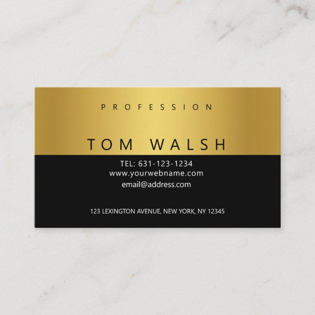 Custom Simple Elegant Gold White Business Card (Front)
