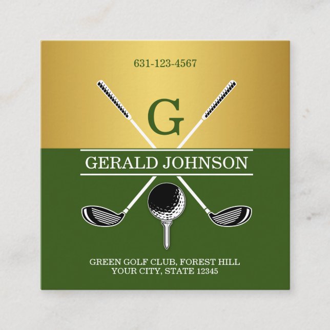 Custom Simple Elegant Golf Monogram Business Card (Front)