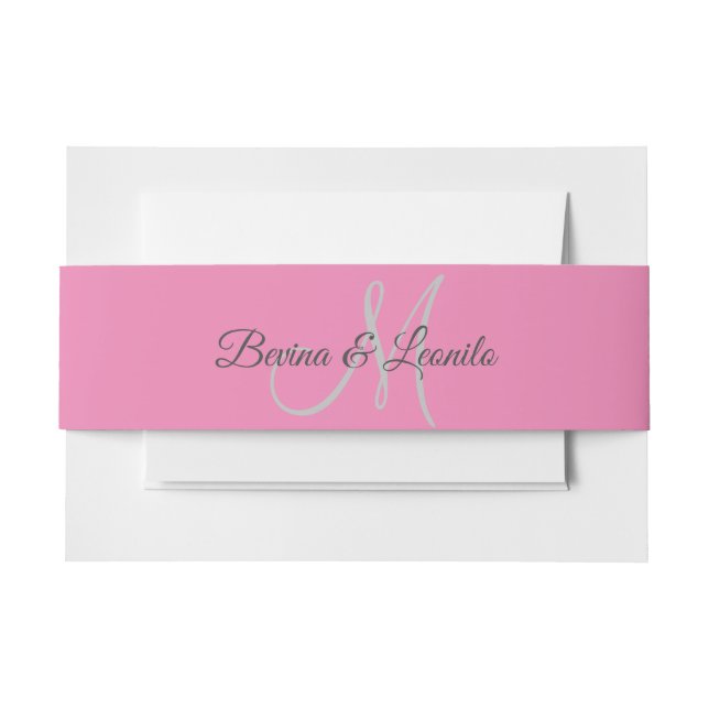 Custom Simple Elegant GV Script Wedding Initial In Invitation Belly Band (Front Example)