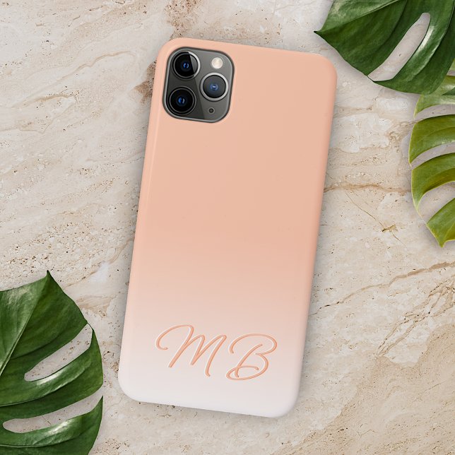 Custom Simple Elegant Soft Sunny Peach Monogram iPhone Case (Creator Uploaded)