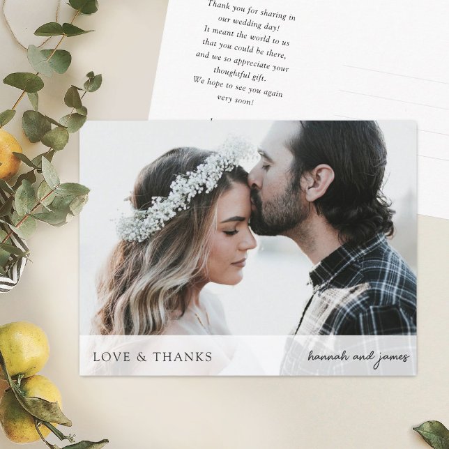 Custom Simple Elegant Wedding Photo Thank You Postcard (Creator Uploaded)