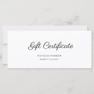 Custom Simple Elegant White Beauty Salon Gift Card