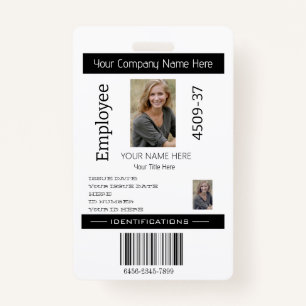 Custom Simple Employee Photo ID Company Security  ID Badge