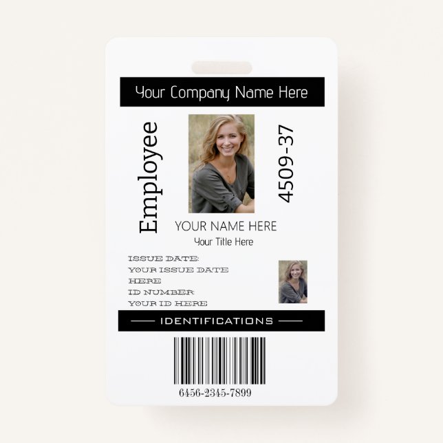 Custom Simple Employee Photo ID Company Security  ID Badge (Front)